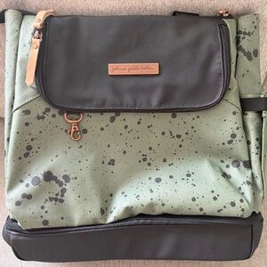 Petunia Pickle Bottom Olive and Black ink blot Splatter Backpack